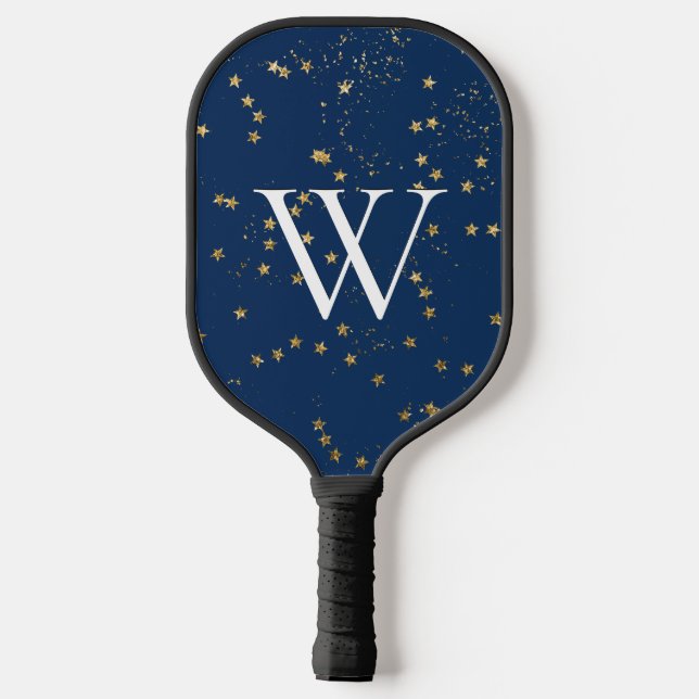 Gold Starry Night Novelty Pickleball Paddle (Back)
