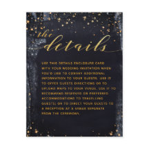 Gold Starry Night Wedding Invitation Details