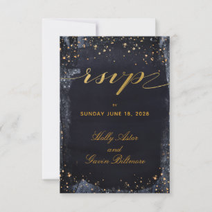 Gold Starry Night Wedding Meal Choice RSVP Card