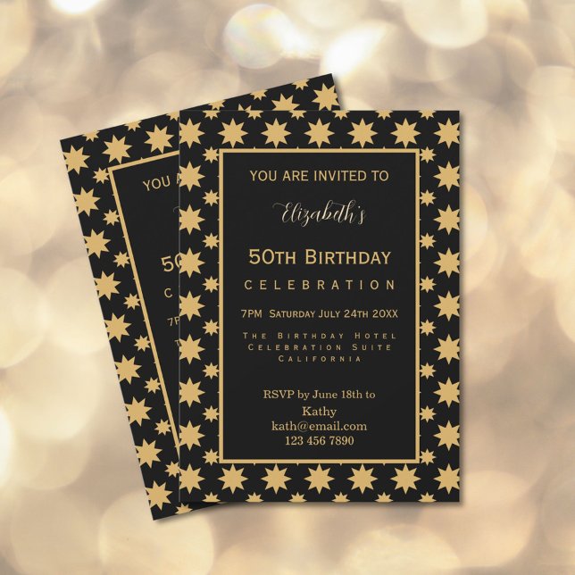 Gold Stars 50th Birthday  Invitation (Creator Uploaded)