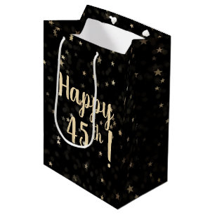 Gold Stars and Dots 45th Birthday Medium Gift Bag