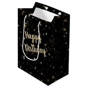 Gold Stars and Dots Birthday Medium Gift Bag