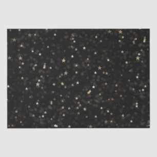 Gold Stars and Dots on Black Tissue Paper