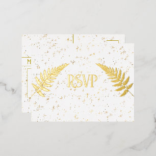 Gold Stars and Gold Foil RSVP  Invitation Postcard