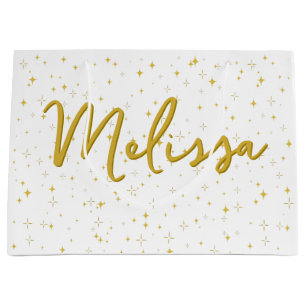 Gold Stars and Sparkles   Personalized Gift Large Gift Bag