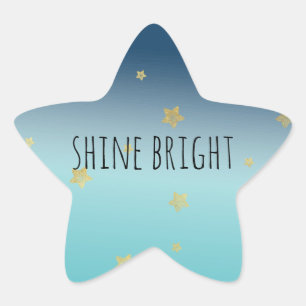 Gold Stars Aqua Blue Ombre personalised quote Star Sticker