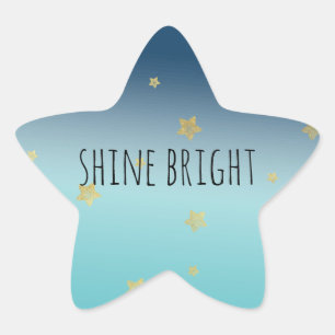 Gold Stars Aqua Blue Ombre personalized quote Star Sticker