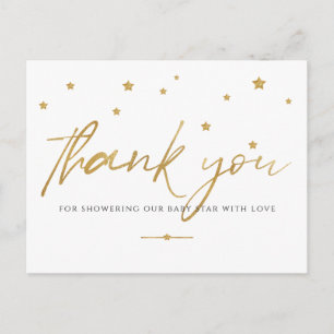 Gold Stars Baby Shower Thank You Postcard