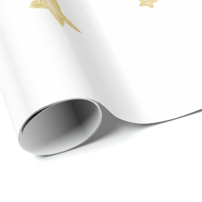Gold Stars Baby Shower Wrapping Paper (Roll Corner)