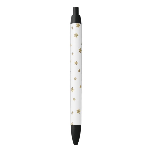 Gold Stars Black Ink Pen (Front Vertical)
