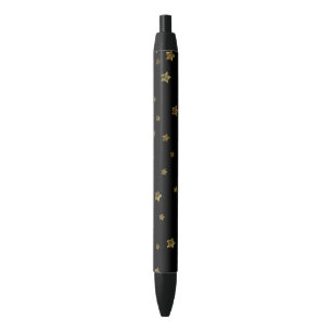 Gold Stars Black Ink Pen