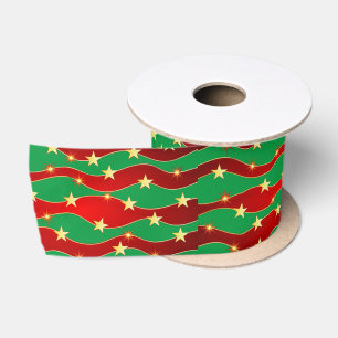 Gold Stars Christmas Sky Thunder_Cove Satin Ribbon