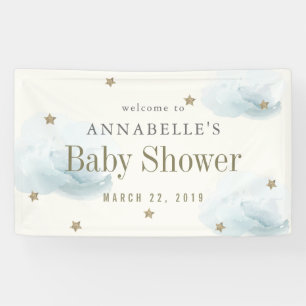 Gold Stars & Clouds Baby Shower Banner