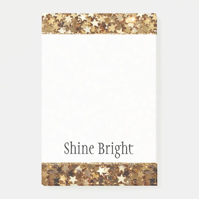 Gold Stars Confetti Glam Post-it Notes (Front)