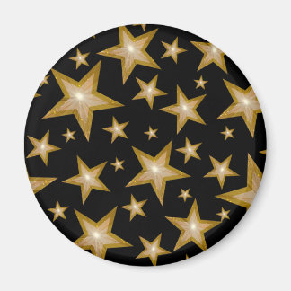 Gold Stars fridge magnet round black