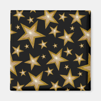 Gold Stars fridge magnet square black