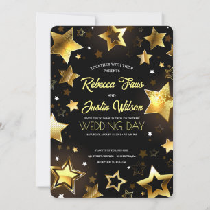 Gold Stars Glowing  Invitation
