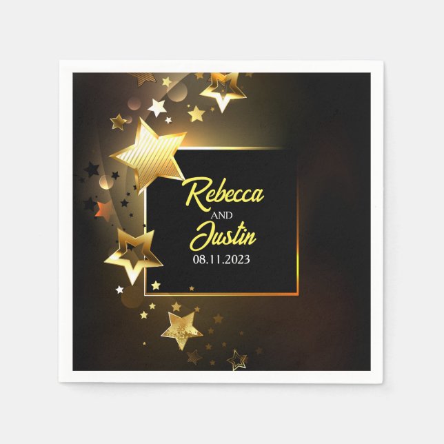 Gold Stars Glowing  Napkin (Front)