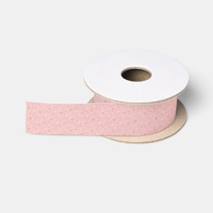 Gold stars, gold and pink satin ribbon