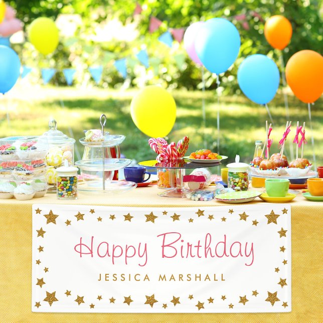 Gold Stars Happy Birthday Banner (Creator Uploaded)