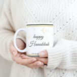 Gold Stars | Happy Hanukkah | Custom Name & Photo Coffee Mug<br><div class="desc">Beautiful mug with Happy Hanukkah in decorative writing.
Customise with your photo and family name.
Matching items in our store.</div>