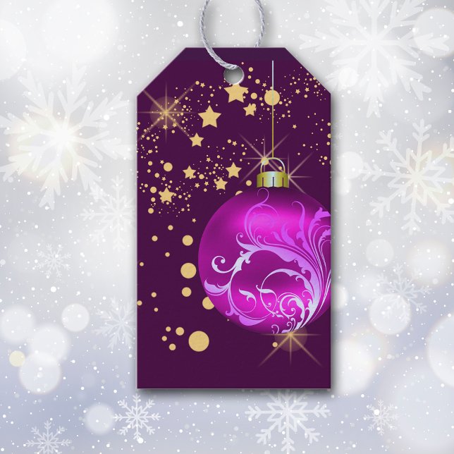 Gold Stars Holiday Bulb Gift Tags (Creator Uploaded)
