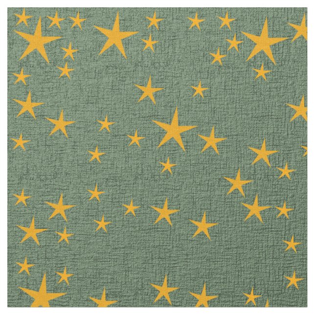 gold stars in green fabric (Close Up)