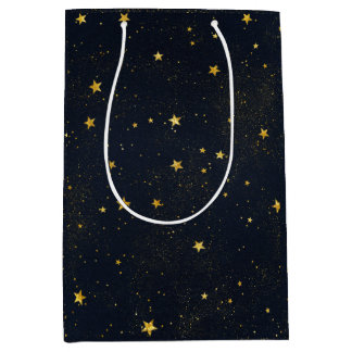 Gold Stars In Night Sky Medium Gift Bag