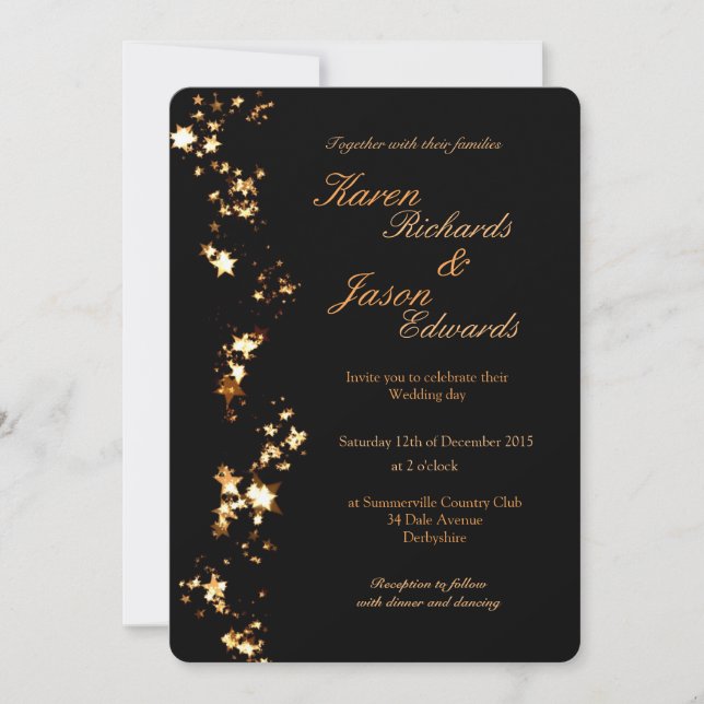 Gold stars invitation (Front)