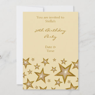 Gold Stars invitation vertical cream