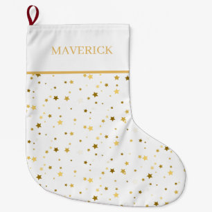 Gold Stars Keepsake Christmas  Large Christmas Stocking