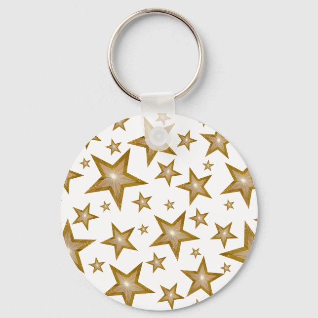 Gold Stars keychain white (Front)