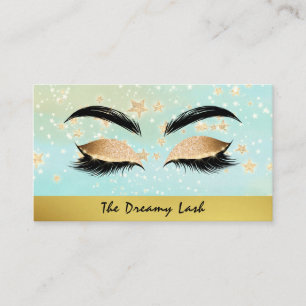 *~* Gold Stars Lashes Brows Extensions Chic Business Card