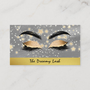 *~* Gold Stars Lashes Brows Extensions Girly Business Card