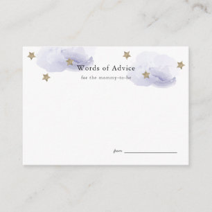 Gold Stars & lavender Clouds Baby Shower Advice Enclosure Card