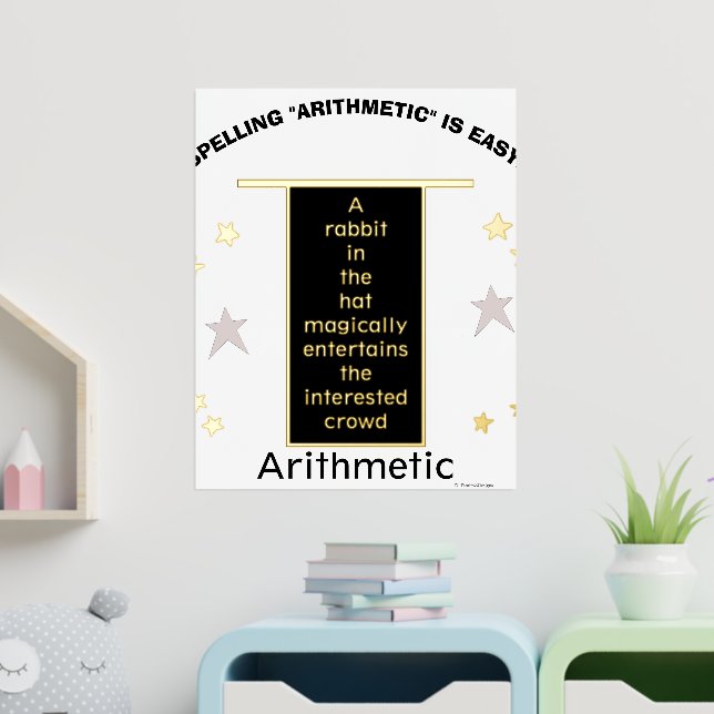 Gold Stars Magician Hat Spelling Arithmetic  Foil Prints (In Situ (Nursery))