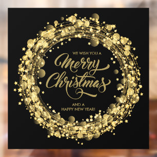 Gold Stars Merry Christmas Black