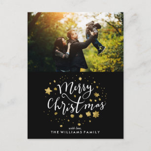 Gold Stars "Merry Christmas" Photo Holiday Postcard