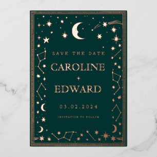 Gold Stars Moon Celestial Save the Date
