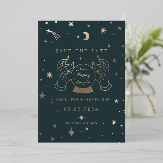 Gold Stars Moon Qr Code Save The Date (Creator Uploaded)