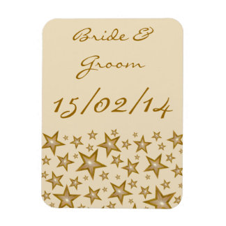 "Gold" Stars 'Names Date' flexible magnet cream