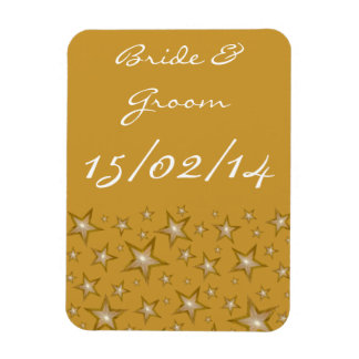 "Gold" Stars 'Names Date' flexible magnet gold