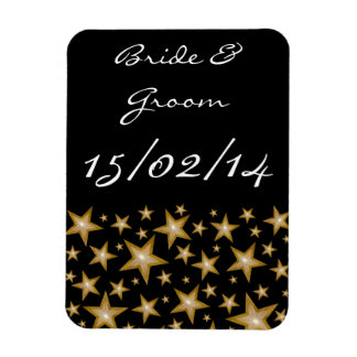 "Gold" Stars 'Names Date' magnet black