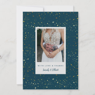 gold Stars Navy Blue Flat Thank You Card