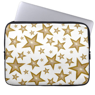 "Gold" Stars neoprene laptop sleeve 13" white
