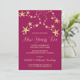 Gold Stars New Years Invitation