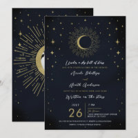Gold Stars Night Celestial Sunburst Photo Wedding