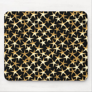 Gold stars on a black background mouse pad