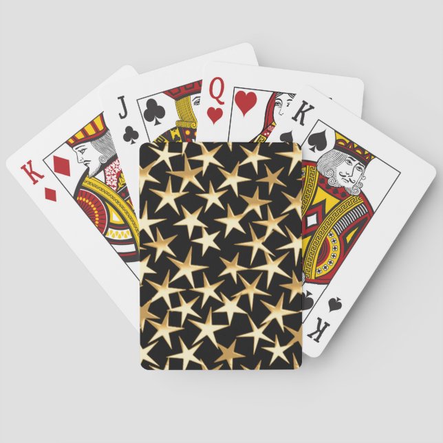 Gold stars on a black background playing cards (Back)
