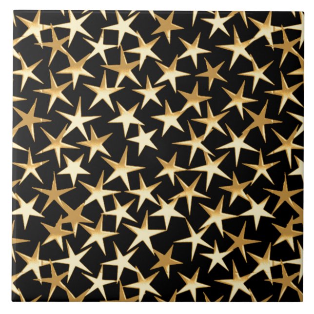Gold stars on a black background tile (Front)